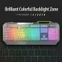 RGB LED Backlit Gaming Keyboard with Anti-ghosting, Light up Keys Multimedia Control, USB Wired Waterproof Metal Keyboard for PC Games Office (Silver&White)