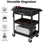 TUFFIOM 3 Tier Rolling Tool Cart, 330 LBS Capacity Industrial Service Cart, Heavy Duty Steel Utility Cart, Tool Organizer with Drawer, Perfect for Garage, Warehouse & Repair Shop (Black)