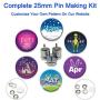 ChiButtons Button Maker Kit 25mm (1'') Badge Press Machine-B400 + 25mm Round Die Moulds + 500 Set Button Components + Adjustable Circle Cutter (Black-New)