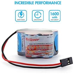 Tenergy NiMH Receiver Battery with Hitec Connector, 6V 1600mAh High Capacity Rechargeable Side by Side Hump Battery Pack for RC Cars