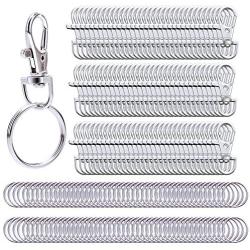 Livder 200 Pieces Metal Swivel Lanyard Snap Clasps and Split Key Rings Keychain for Jewelry Making