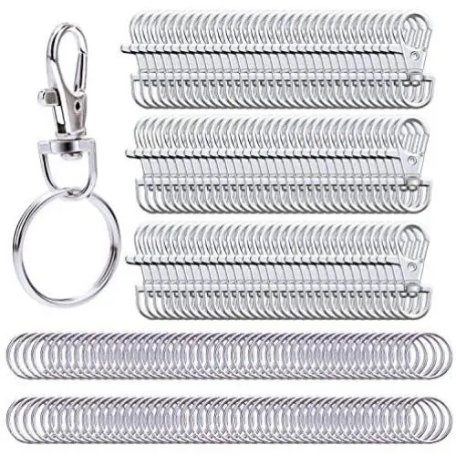 Livder 200 Pieces Metal Swivel Lanyard Snap Clasps and Split Key Rings Keychain for Jewelry Making Livder 200 Pieces Metal Swivel Lanyard Snap Clasps and Split Key Rings Keychain for Jewelry Making