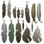 100g Feather Charms Collection - Antique Silver Bronze Patina Big Goose Bird Plume Plumage Pinion Wing Feather Metal Pendants for Jewelry Making DIY Findings (HM17)