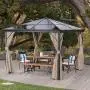 Christopher Knight Home 303378 Bali Outdoor 10 x 10 Foot Rust Proof Aluminum Framed Hardtop Gazebo w, Brown + Black Christopher Knight Home 303378 Bali Outdoor 10 x 10 Foot Rust Proof Aluminum Framed Hardtop Gazebo w, Brown + Black