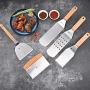 Gallize Metal Spatula Griddle Accessories Kit - Set of 5 High Grade Stainless Steel Grill Spatulas for BBQ and Cooking with Improved Quality Wooden Handles