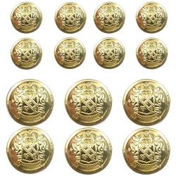 14 Piece Metal Blazer Button Set - for Blazer, Suits, Sport Coat, Uniform, Jacket (Gold)15mm 20mm