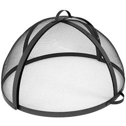 Sunnydaze Easy-Opening Fire Pit Spark Screen Cover Accessory - Outdoor Backyard Heavy-Duty Round Firepit Ember Arrester Lid with Hinged Door - 30 Inch