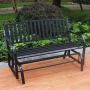 Outdoor Glider Garden Bench, 50'' Patio Double Outdoor Swing Rocking Glider w/Durable Metal Cast Iron Porch Glider Seat & Armrests Steel Frame, Garden Glider for Porch, Garden, Sunroom, Backyard, Deck