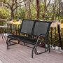 Esright 2 Seats Outdoor Swing Glider Loveseat Chair with Powder Coated Steel Frame, Garden Rocking Seating, Patio Bench for 2 Person, Black