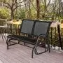 Esright 2 Seats Outdoor Swing Glider Loveseat Chair with Powder Coated Steel Frame, Garden Rocking Seating, Patio Bench for 2 Person, Black Esright 2 Seats Outdoor Swing Glider Loveseat Chair with Powder Coated Steel Frame, Garden Rocking Seating, Patio Bench for 2 Person, Black