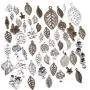 Leaf Charms Collection,100 Pieces Assorted Tree of Life Charms Hollow Tree Leaves Alloy Beads for Jewelry Making Accessory DIY Necklace