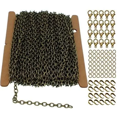 ZCNest 32.8 Ft(10m) 3x4mm Bronze Cable Chains for Jewelry Making Set, with Lobster Clasps+Jump Rings+Pinch Bails, Cable Link Craft Chain Findings for Necklace Bracelet Earring, Bronze 2031-B ZCNest 32.8 Ft(10m) 3x4mm Bronze Cable Chains for Jewelry Making Set, with Lobster Clasps+Jump Rings+Pinch Bails, Cable Link Craft Chain Findings for Necklace Bracelet Earring, Bronze 2031-B