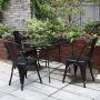 Furmax Metal Dining Chair Indoor-Outdoor Use Stackable Classic Trattoria Chair Chic Dining Bistro Cafe Side Metal Chairs Set of 4 (Black)