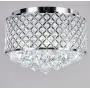 New Galaxy Lighting 4-Light Chrome Finish Round Metal Shade Crystal Chandelier Semi-Flush Mount Ceiling Fixture