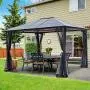 AsterOutdoor 10x12 Outdoor Hardtop Gazebo for Patios Metal Aluminum Frame Polycarbonate Top Canopy with Mosquito Netting for Lawn, Backyard and Deck 99% UV Rays Block, Black AsterOutdoor 10x12 Outdoor Hardtop Gazebo for Patios Metal Aluminum Frame Polycarbonate Top Canopy with Mosquito Netting for Lawn, Backyard and Deck 99% UV Rays Block, Black