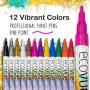Oil Based Paint Pen Markers Fine Tip in 12 Vivid, Permanent, Fast Drying Colors For Glass, Wood, Mugs, Rock, Metal, Clay