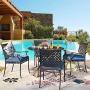Top Space 4 Pieces Pstio Dining Chairs Stackable Wrought Iron Metal Patio Dining Chair Outdoor Dining Chairs Set with Steel Frame and Oxford Cushion