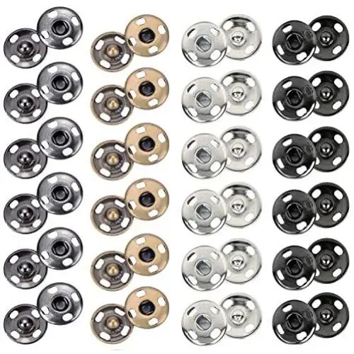 Kenkio 200 Sets 10 mm Sew-on Snap Metal Snaps Fasteners Press Studs Buttons for Sewing Clothing, 4 Colors Kenkio 200 Sets 10 mm Sew-on Snap Metal Snaps Fasteners Press Studs Buttons for Sewing Clothing, 4 Colors