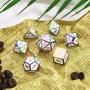 Polyhedral Metal Dices Set Zinc Alloy with Enamel Solid Metal for DND Game, Tabletop RPG, Dungeons and Dragons, Math Teaching, 7 Pieces Dice Set with Black Velvet Bag (Electrophoretic Colorful White)