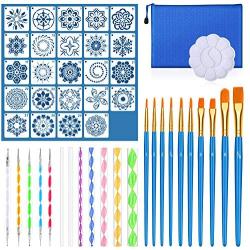 Mandala Dotting Tools Set, Audab 49 Pcs Mandala Dotting Tools Kit with Mandala Stencil for Painting Rocks, Painting Mandalas and Drafting