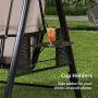 PURPLE LEAF 3-Seat Deluxe Outdoor Patio Porch Swing with Weather Resistant Steel Frame, Adjustable Tilt Canopy, Cushions and Pillow Included, Beige