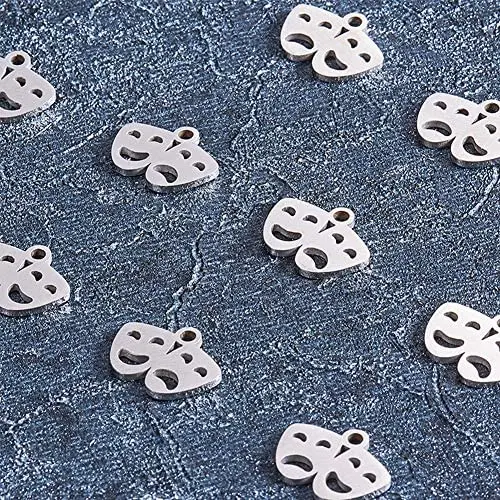 Airssory 10 Pieces 304 Stainless Steel Metal Expression Theater Drama Mask Comedy Tragedy Charms Facial Makeup Actors and Actress Small Pendant for Jewelry Crafting DIY Findings Accessories - 13mm Airssory 10 Pieces 304 Stainless Steel Metal Expression Theater Drama Mask Comedy Tragedy Charms Facial Makeup Actors and Actress Small Pendant for Jewelry Crafting DIY Findings Accessories - 13mm