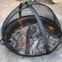 Sunnydaze Easy-Opening Fire Pit Spark Screen Cover Accessory - Outdoor Backyard Heavy-Duty Round Firepit Ember Arrester Lid with Hinged Door - 30 Inch