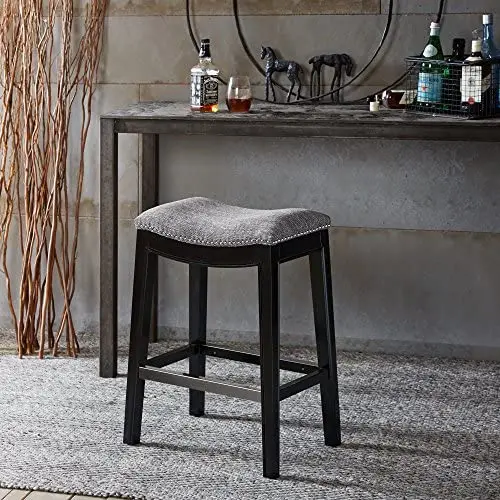 Madison Park Belfast Bar Stools, Contour Fabric Padded Seat, Nail Head Trim, Modern Kitchen Counter Chair, Solid Hardwood, Metal Kickplate Footrest, Dining Room Accent Furniture, Grey Madison Park Belfast Bar Stools, Contour Fabric Padded Seat, Nail Head Trim, Modern Kitchen Counter Chair, Solid Hardwood, Metal Kickplate Footrest, Dining Room Accent Furniture, Grey