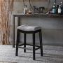 Madison Park Belfast Bar Stools, Contour Fabric Padded Seat, Nail Head Trim, Modern Kitchen Counter Chair, Solid Hardwood, Metal Kickplate Footrest, Dining Room Accent Furniture, Grey