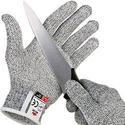 NoCry Cut Resistant Gloves with Grip Dots - High Performance Level 5 Protection, Food Grade. Size Medium, Free Ebook Included!