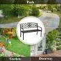 Giantex 50inch Patio Garden Bench, Heavy-Duty Metal Park Bench, Powder Coated Cast Iron Steel Frame, Outdoor Loveseat with Pattern Backrest for Garden Backyard Lawn Porch Path