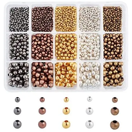 PH PandaHall 2850pcs 5 Colors 3 Sizes Smooth Round Spacer Beads Tiny Metal Beads Spacers for Jewelry Making Supplies (2.4mm, 4mm, 6mm) PH PandaHall 2850pcs 5 Colors 3 Sizes Smooth Round Spacer Beads Tiny Metal Beads Spacers for Jewelry Making Supplies (2.4mm, 4mm, 6mm)