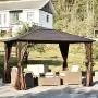 Outsunny 12’ x 10’ Steel Hardtop Canopy Patio Gazebo with Fully Enclosed Zippered Curtains & Comfortable Interior, Brown Outsunny 12’ x 10’ Steel Hardtop Canopy Patio Gazebo with Fully Enclosed Zippered Curtains & Comfortable Interior, Brown