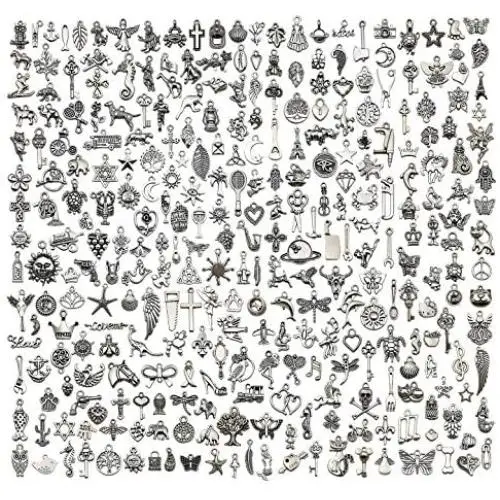 WOCRAFT 300 pcs Wholesale Bulk Lots Charms for Jewelry Making Mixed Smooth Tibetan Silver Metal Charms Pendants DIY for Jewelry Making Necklace Bracelet and Crafting (M362) WOCRAFT 300 pcs Wholesale Bulk Lots Charms for Jewelry Making Mixed Smooth Tibetan Silver Metal Charms Pendants DIY for Jewelry Making Necklace Bracelet and Crafting (M362)