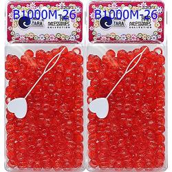 Tara Metallic Color 12 MM Plastic Beads For Braid Hair 240 Pieces In One Pack (Pack of 2, GLITTER RED)