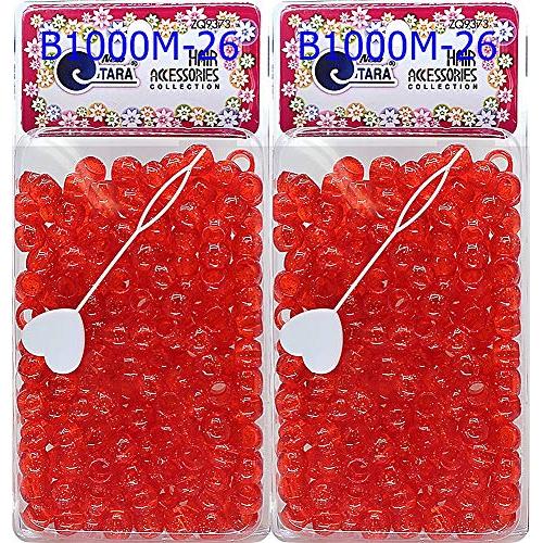 Tara Metallic Color 12 MM Plastic Beads For Braid Hair 240 Pieces In One Pack (Pack of 2, GLITTER RED)