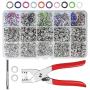 CHEPULA 200 Sets 9.5mm Metal Snaps Buttons with Fastener Pliers Press Tool Kit for for Sewing and Crafting (10 Colors)