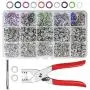 CHEPULA 200 Sets 9.5mm Metal Snaps Buttons with Fastener Pliers Press Tool Kit for for Sewing and Crafting (10 Colors)