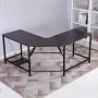 DlandHome L-Shaped Computer Desk 59 inches x 59 inches, Composite Wood and Metal, Home Office PC Laptop Study Workstation Corner Table with CPU Stand, Black and Black Legs, ZJ02-BB