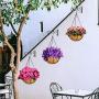 ZeeDix Metal Hanging Basket with Coconut Coir Liner- Coconut Coir Liner with Black Chain for Porch Pots Hanger, Indoor Outdoor Plant Flower Pot, Garden Decorations (12in)