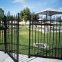 XCEL - Black Steel Anti-Rust Fence Gate - Sharp End Pickets - 4ft W x 5ft H - Easy Installation Kit, for Residential, Outdoor, Yard, Patio, Entry Way, 3-Rail Metal Gate