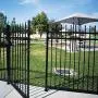 XCEL - Black Steel Anti-Rust Fence Gate - Sharp End Pickets - 4ft W x 5ft H - Easy Installation Kit, for Residential, Outdoor, Yard, Patio, Entry Way, 3-Rail Metal Gate XCEL - Black Steel Anti-Rust Fence Gate - Sharp End Pickets - 4ft W x 5ft H - Easy Installation Kit, for Residential, Outdoor, Yard, Patio, Entry Way, 3-Rail Metal Gate