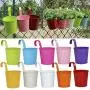 Ogima 10 Piece Metal Iron Hanging Flower Pots, Multicolor Ogima 10 Piece Metal Iron Hanging Flower Pots, Multicolor