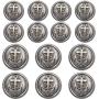 14 Pieces Metal Blazer Button Set - Naval Anchor Crest - for Blazer, Suits, Sport Coat, Uniform, Jacket (Antique Dark Silver)