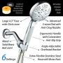 NOTILUS Giant High-Pressure 6-setting Luxury Rain/Handheld Shower Head - Anti-Slip Grip, Metal Fittings, Anti-Clog Jets, Heavy-Duty Stainless Steel Hose - All-Chrome Finish