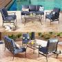 PatioFestival Patio Conversation Set 4 Pieces Cushioned Outdoor Furniture Sets with All Weather Frame
