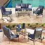 PatioFestival Patio Conversation Set 4 Pieces Cushioned Outdoor Furniture Sets with All Weather Frame PatioFestival Patio Conversation Set 4 Pieces Cushioned Outdoor Furniture Sets with All Weather Frame