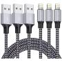 iPhone Charger, YUNSONG 3Pack 6FT Nylon Braided Lightning Cable Charging Cord USB Cable Compatible with iPhone 11 Pro Max XS XR X 8 7 6S 6 Plus SE 5S
