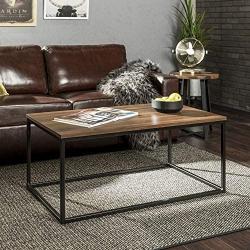 Walker Edison Furniture Modern Wood Open Rectangle Coffee Accent Table Living Room, 42 Inch, Walnut Brown