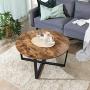 VASAGLE ALINRU Round Coffee Table, Industrial Style Cocktail Table, Durable Metal Frame, Easy to Assemble, for Living Room, Rustic Brown ULCT88X